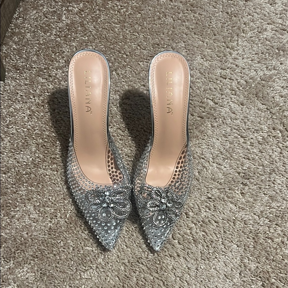 Women's Silver Embellished Heels